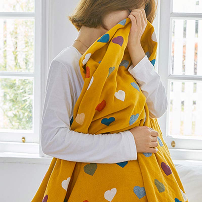 Reversible Quilt | 100% Organic Cotton | Full/Queen Size | Colorful Hearts