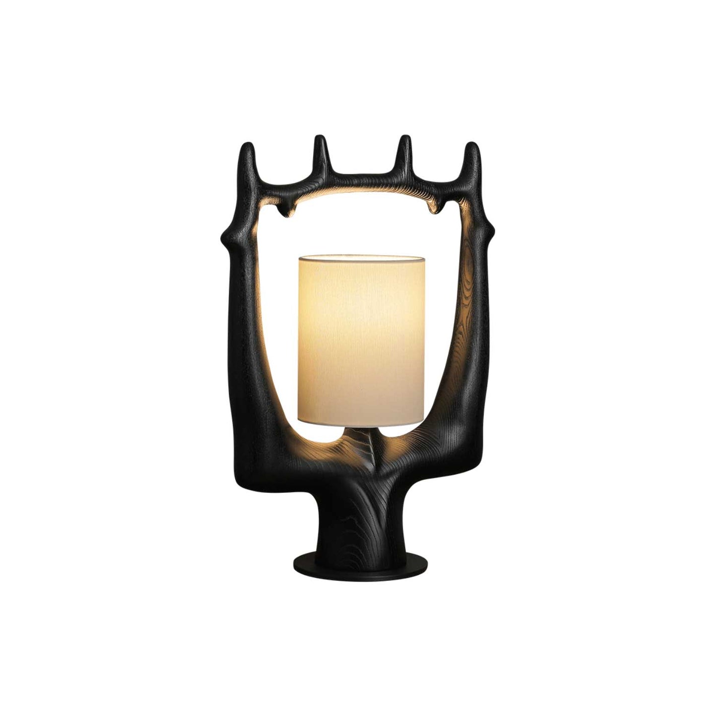 Antler Table Lamp | Wood, Metal, Fabric | Walnut, Black, White