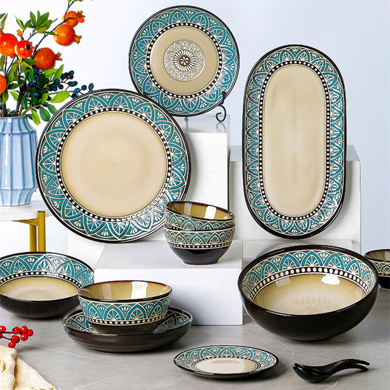 Zeina Premium Stoneware Dinnerware Set | Glossy Glaze | 4, 6, or 8 Person Options