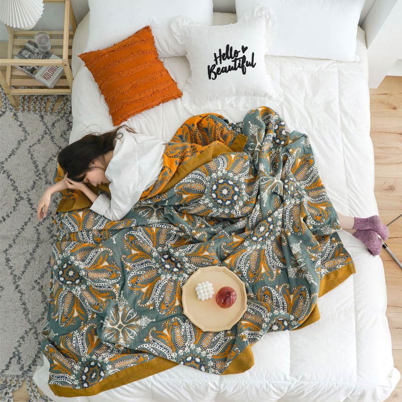 Floral Cotton Quilt | Organic Cotton | Dark Cyan