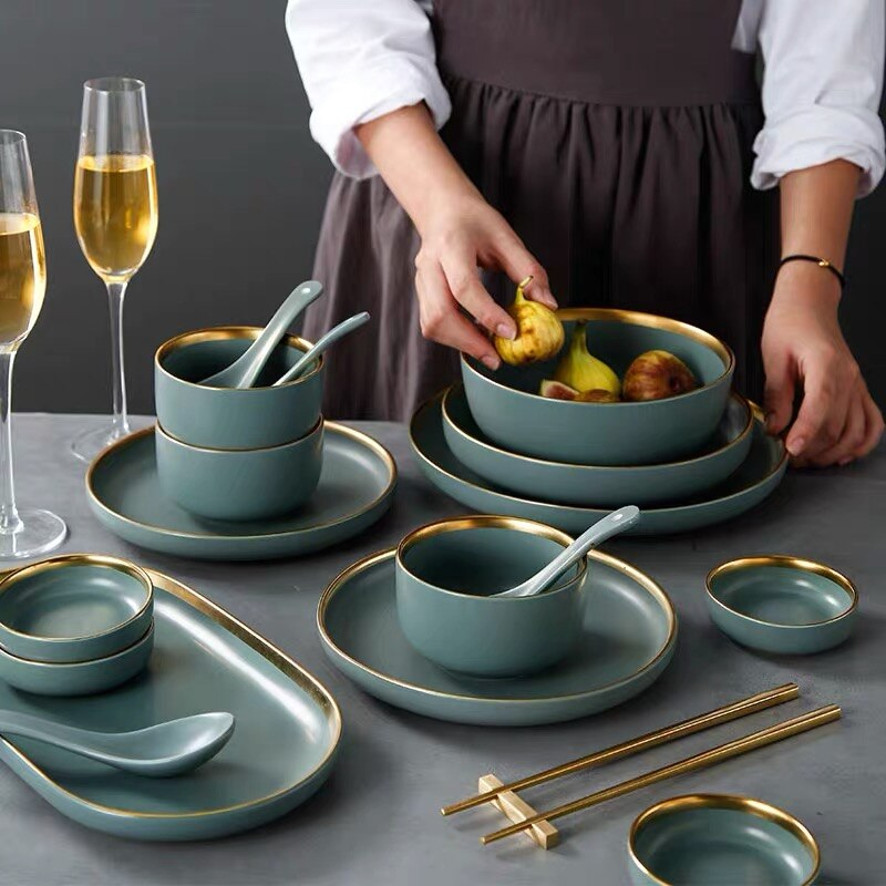 Dinnerware Set | Porcelain | Grey Green