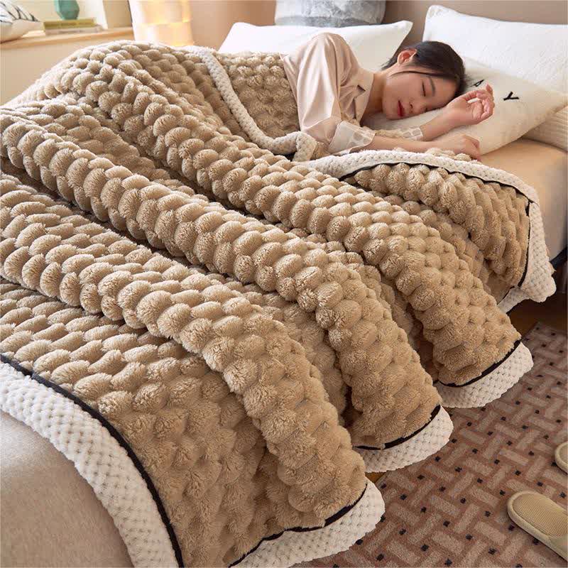 Thick Coral Fleece Throw Blanket | Reversible Polyester | Full/Queen Size