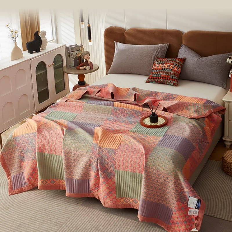 Colorful Reversible Quilt | 100% Organic Cotton | Full/Queen/King Sizes