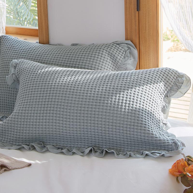 Cotton Pillowcases | Waffle Weave Ruffle | Set of 2