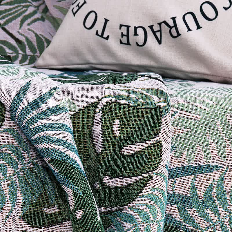 Palm Pattern Sofa Cover | Double-Sided Design | Multiple Sizes Available