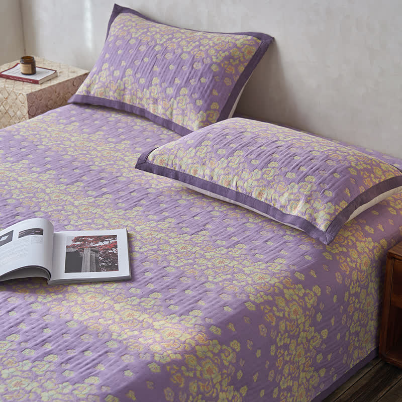 Rustic Floral Quilt | 100% Organic Cotton | Purple | Full/Queen/King Options