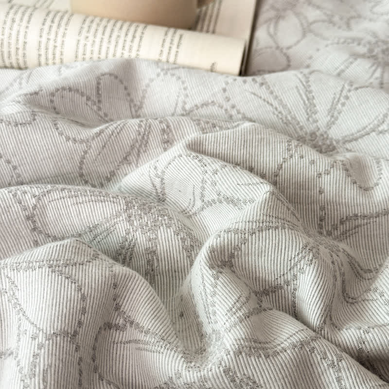 Jacquard Daisy Bedding Set | Cotton Gauze | 4 Pieces