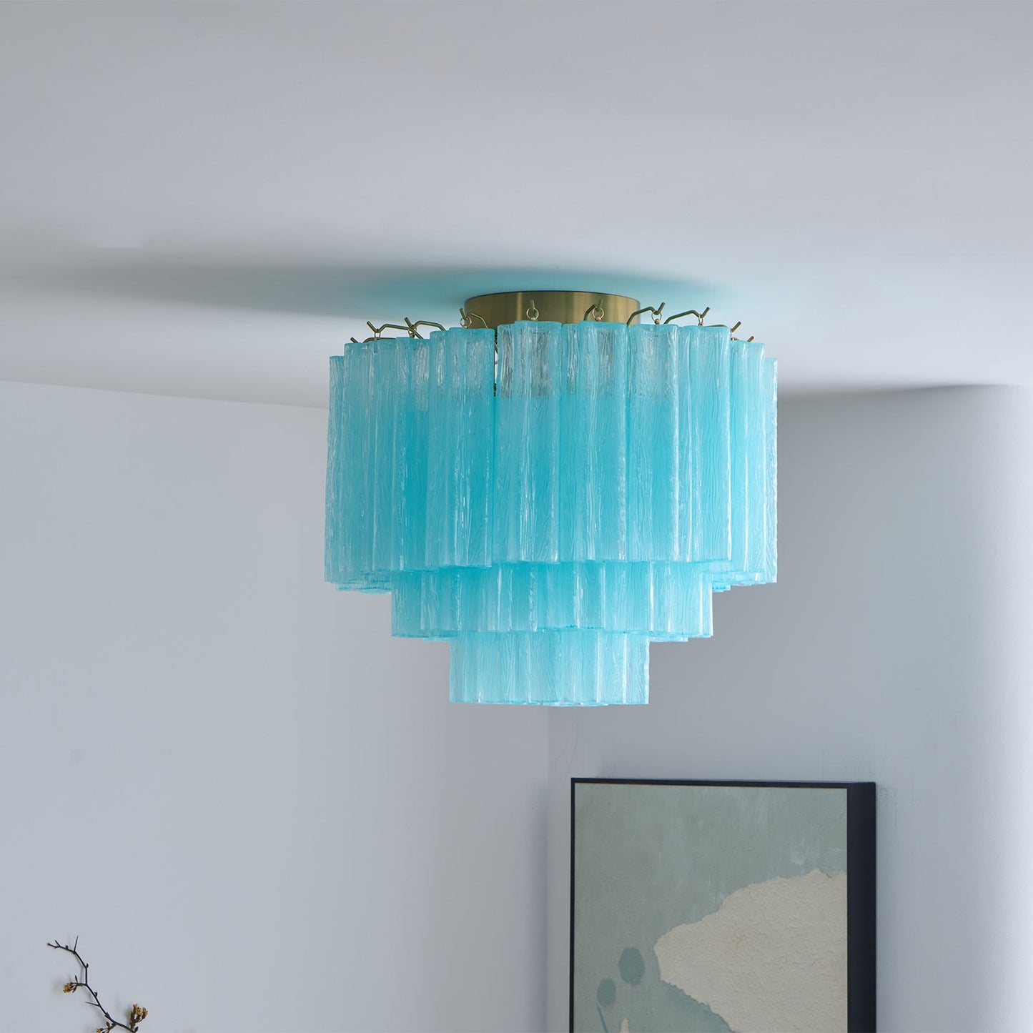 Glacia Ceiling Lamp | Murano Glass | White, Gold