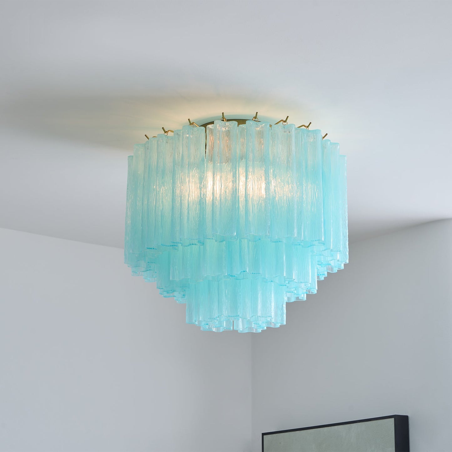 Glacia Ceiling Lamp | Murano Glass | White, Gold