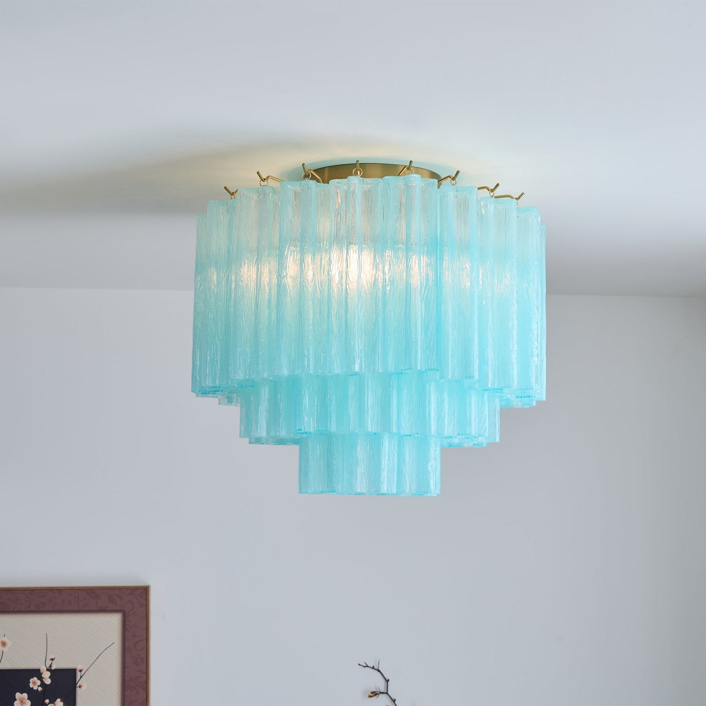 Glacia Ceiling Lamp | Murano Glass | White, Gold