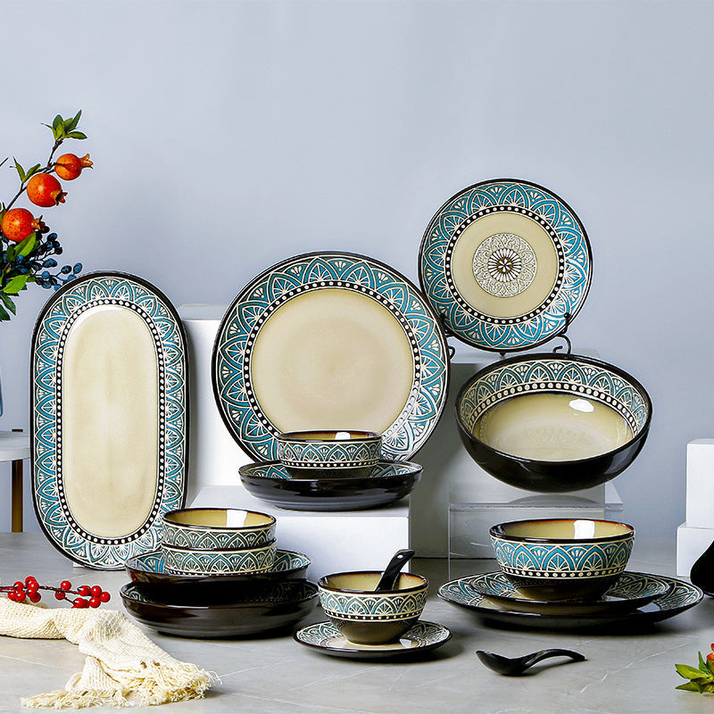 Zeina Premium Stoneware Dinnerware Set | Glossy Glaze | 4, 6, or 8 Person Options