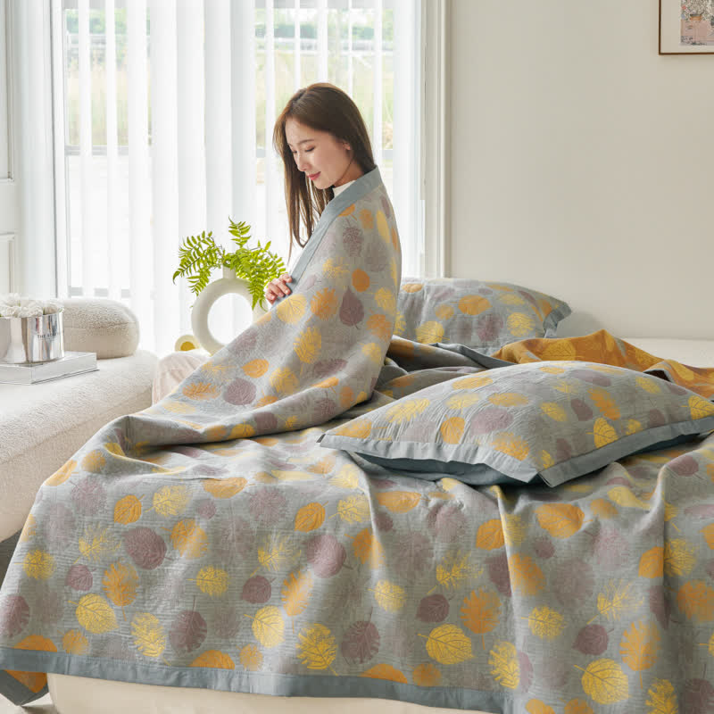 Cotton Gauze Reversible Quilt | Yarn-Dyed Jacquard | Full/Queen/King Sizes