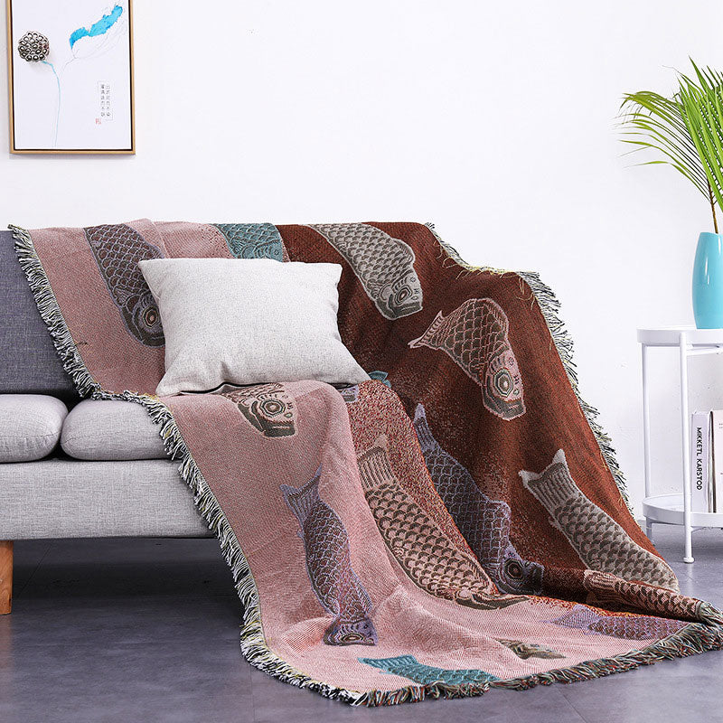 Koi Print Reversible Blanket | Soft Polyester | Multiple Sizes