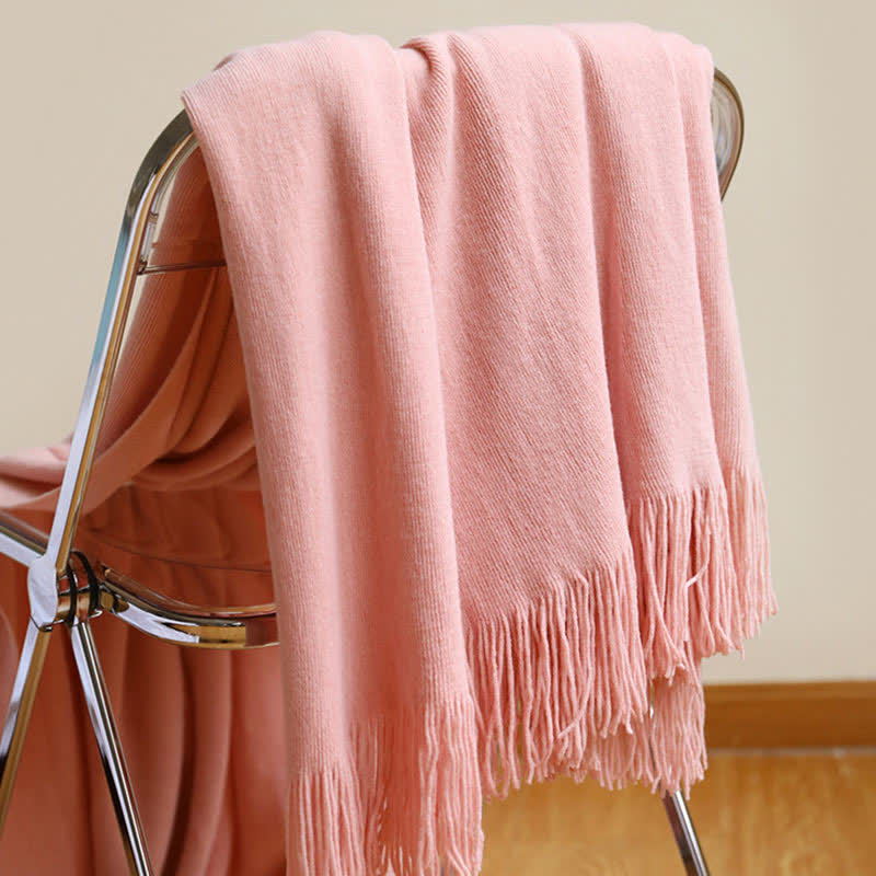 Tassel Throw Blanket | Soft Acrylic Fabric | 50" x 70" or 51" x 94"