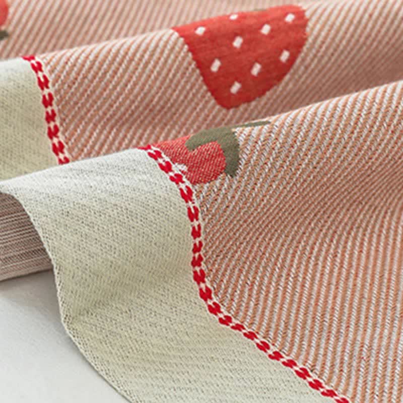 Pink Strawberry Cotton Gauze Quilt | Reversible Design | Full/Queen/King Options