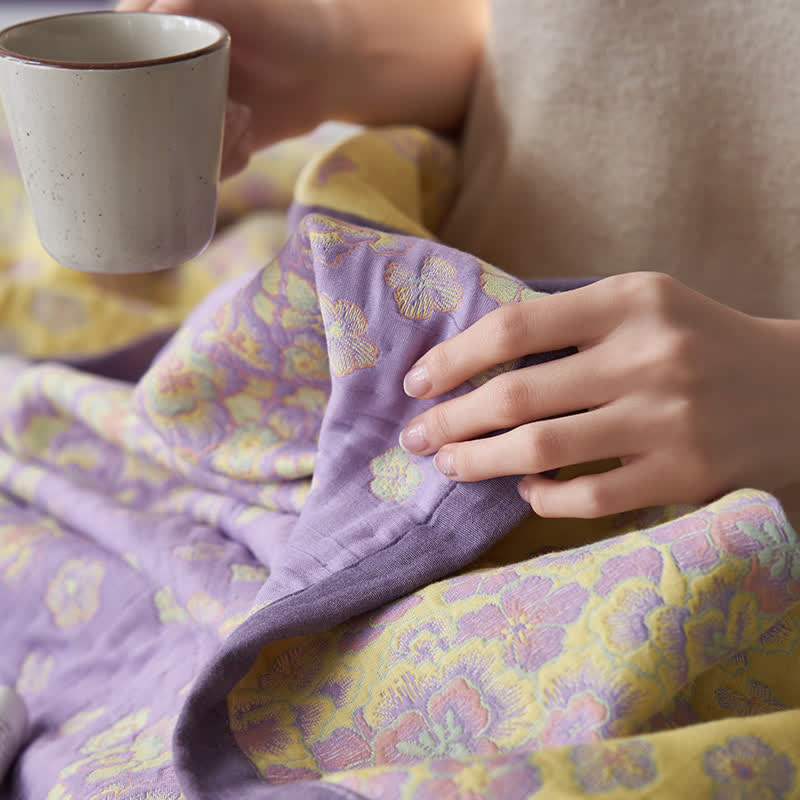 Rustic Floral Quilt | 100% Organic Cotton | Purple | Full/Queen/King Options