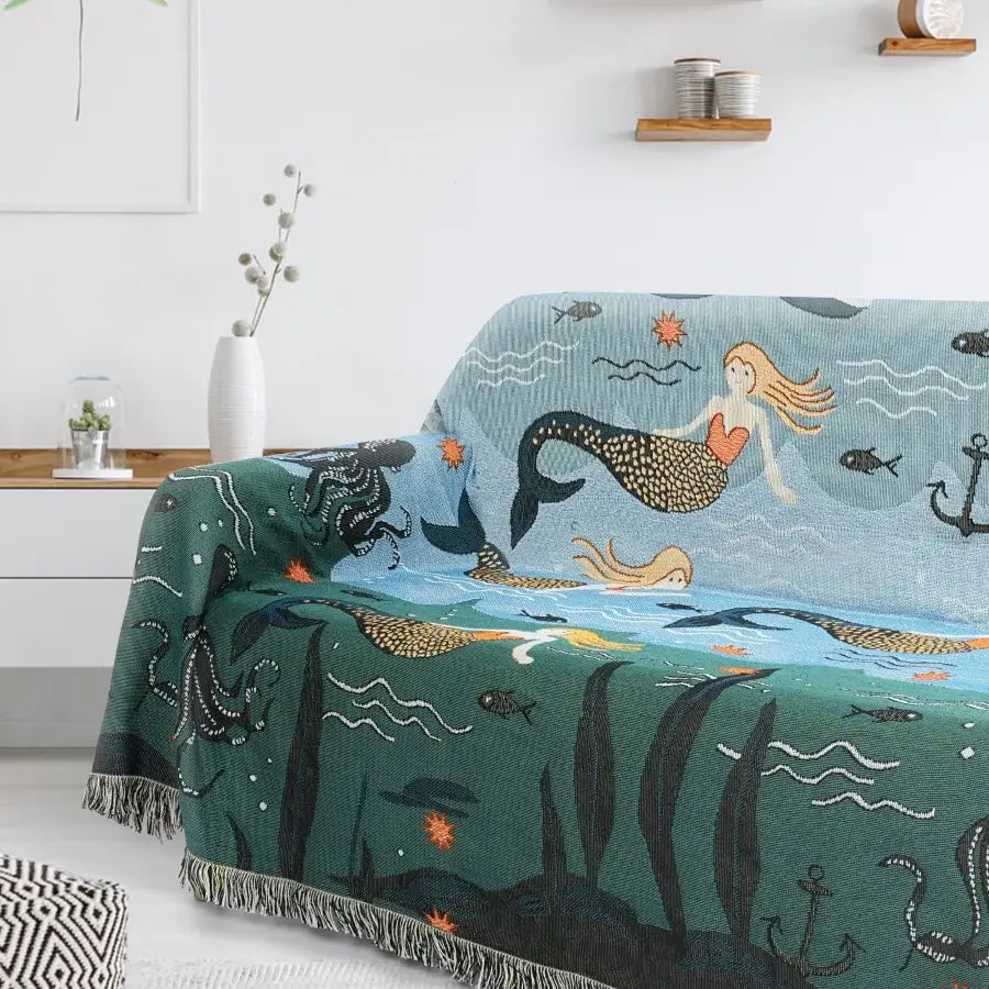 Mermaid Sofa Cover | Cotton-Polyester Blend | Multiple Sizes Available