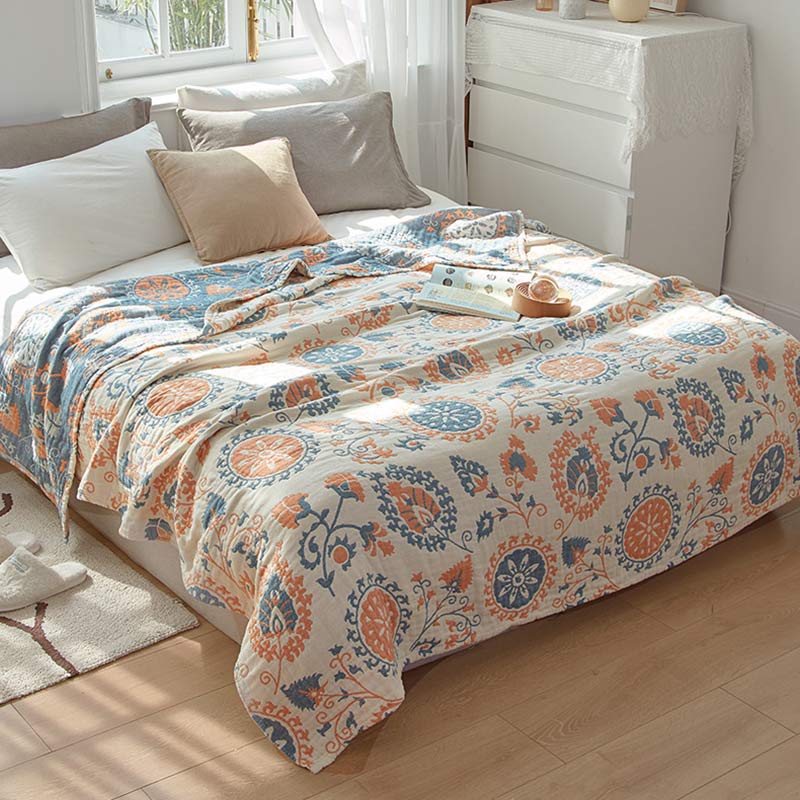 Cotton Quilt | Colorful Flower Print | Full/Queen Size