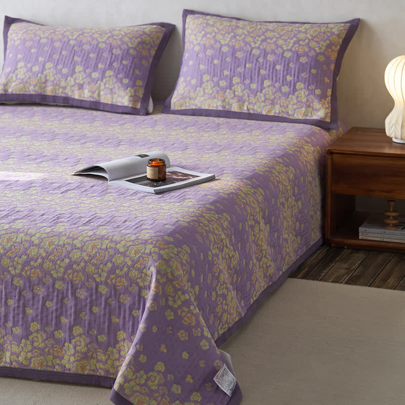 Rustic Floral Quilt | 100% Organic Cotton | Purple | Full/Queen/King Options