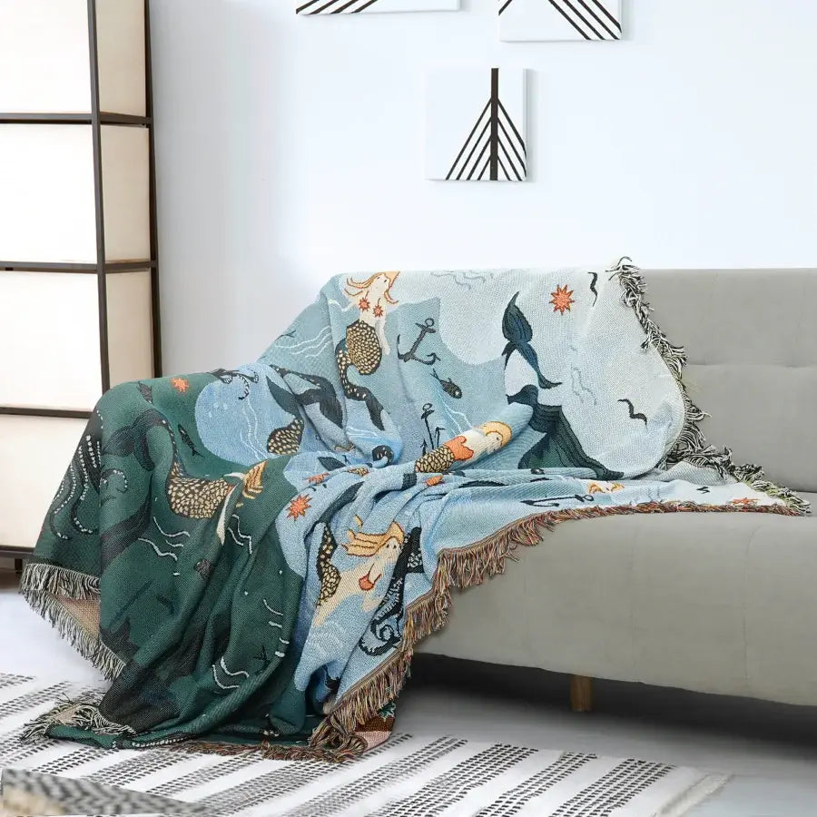 Mermaid Sofa Cover | Cotton-Polyester Blend | Multiple Sizes Available