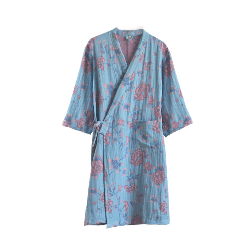Cotton Bathrobe | Floral Design | Relaxed Fit