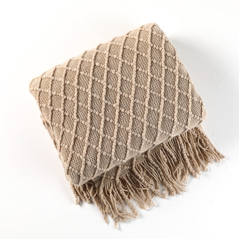 Knitted Prismatic Pattern Blanket | Acrylic Fiber | 127cm x 152cm