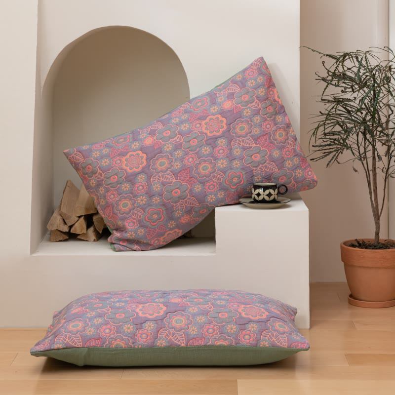 Reversible Floral Cotton Quilt | 100% Organic Cotton | Full/Queen/King Sizes
