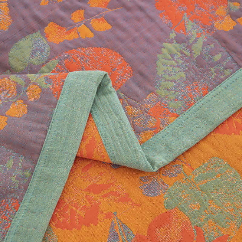 Three Layers Cotton Gauze Quilt | Organic Cotton | Rustic Leaf Design