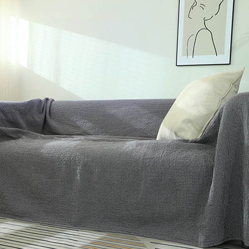 Plaid Sofa Blanket | Soft Cotton Gauze | Single Piece