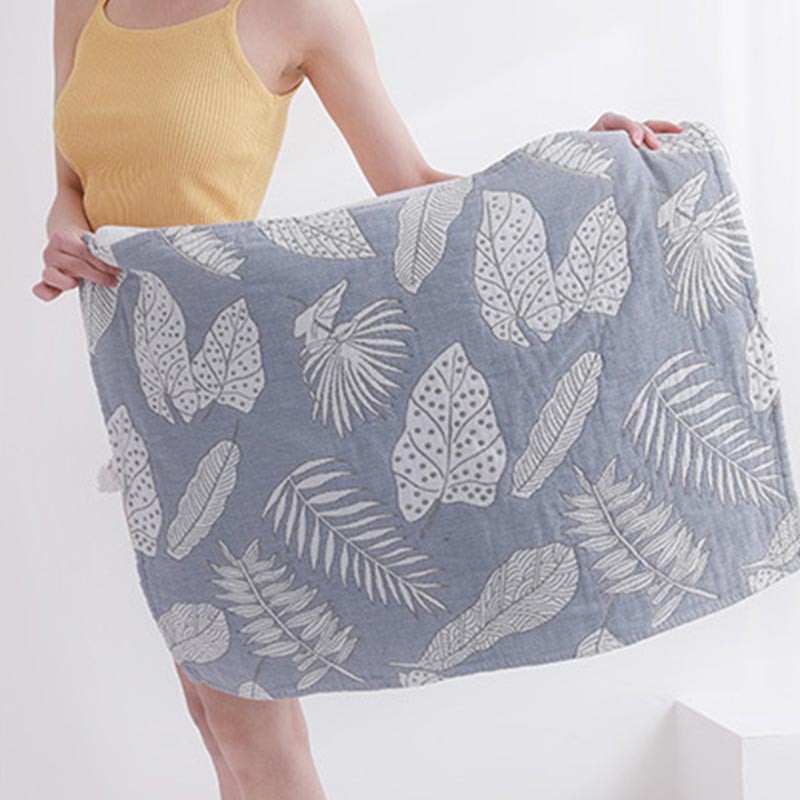 Cotton Pillow Towel Set | Breathable Leaf Print | 2 Pieces