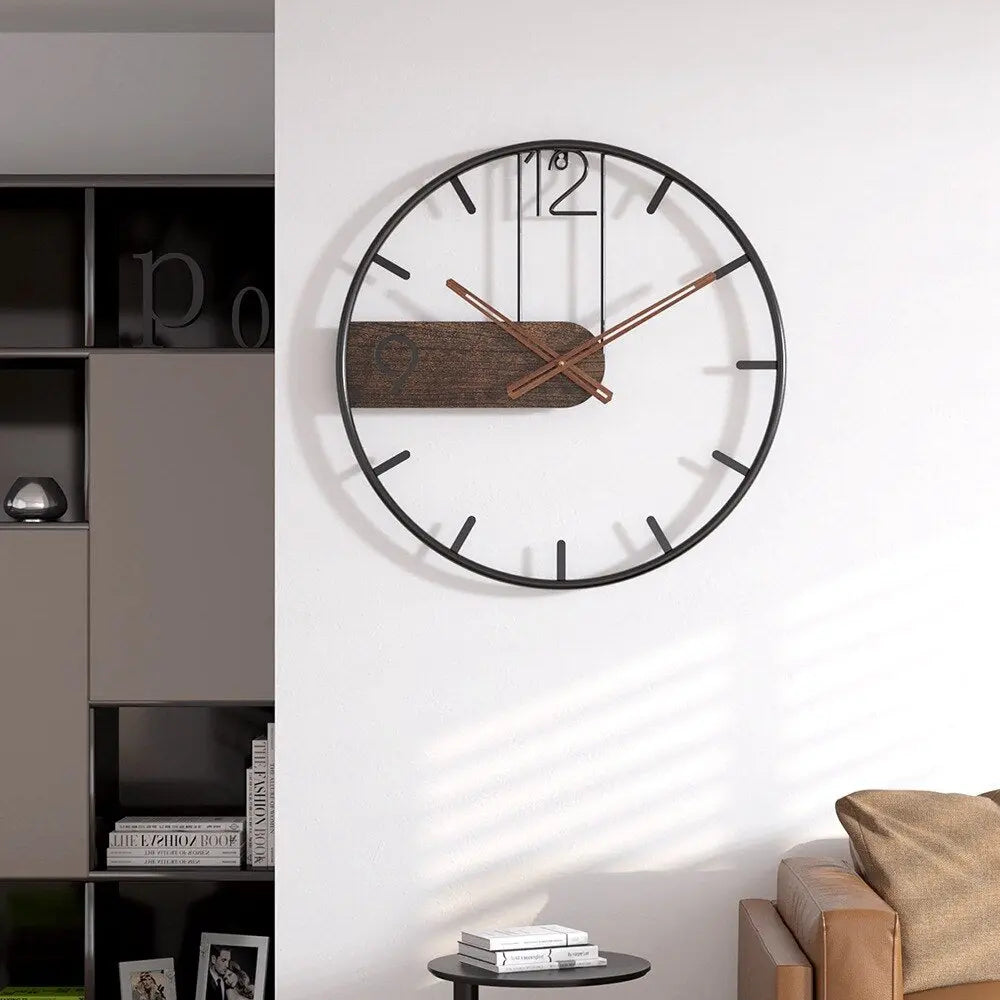 Horloge Murale | Acier et Noyer | EleganceTime