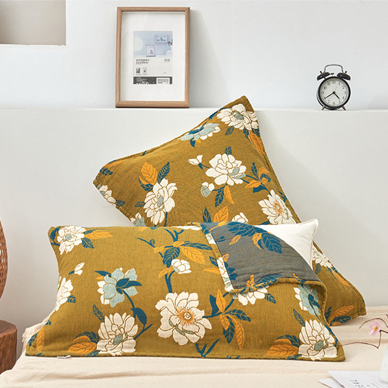 Pillow Towel Set | Cotton | White Flower Pattern | Set of 2