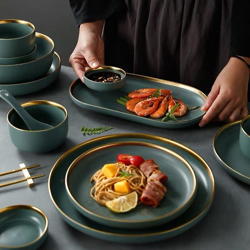 Dinnerware Set | Porcelain | Grey Green