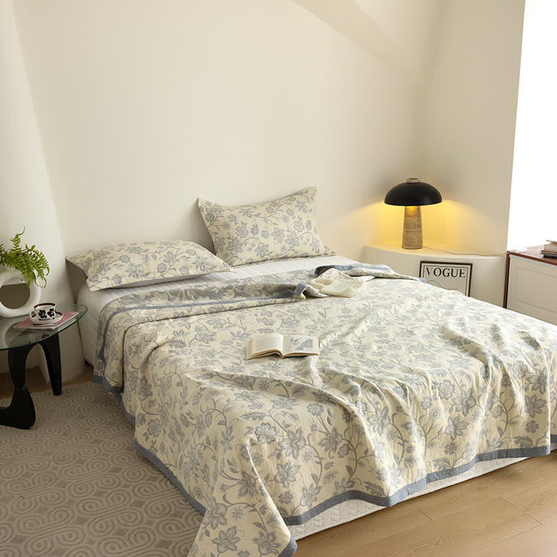 Cotton Gauze Summer Quilt | 100% Organic Cotton | Queen Size with Optional Pillowcases