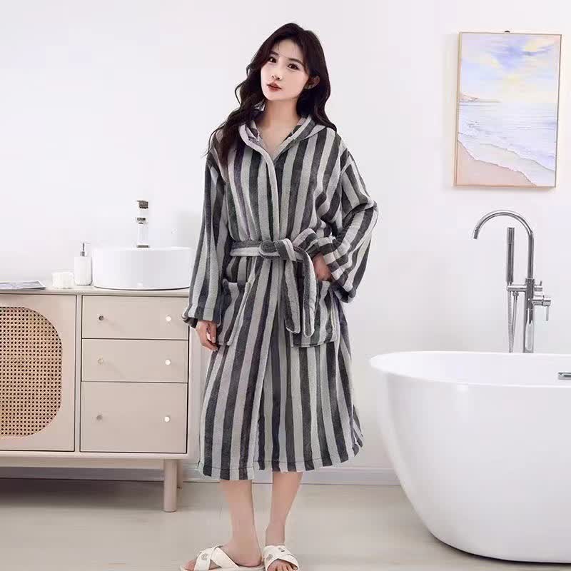 Hooded Bathrobe | Plush Microfiber Flannel | Cozy with Pockets