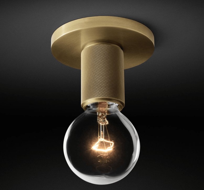 Flush Mount Ceiling Light | Brass & Clear Glass | Minimalist Design