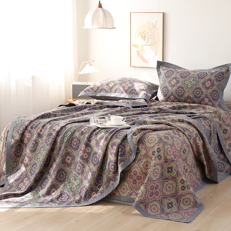 Cotton Quilt | Reversible Embroidered Petal Flower Pattern | Full, Queen, King Sizes