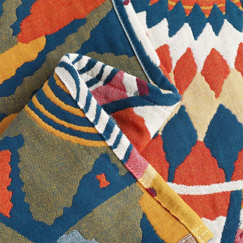 Reversible Cotton Pillow Towels | Bohemian Design | Set of 2