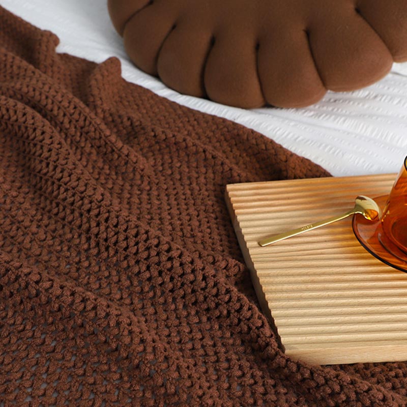 Knit Tassel Blanket | Soft Acrylic Fiber | Solid Color