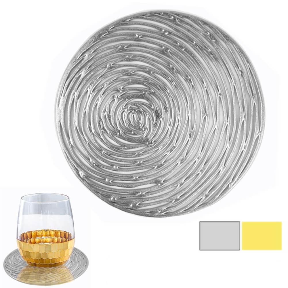 Round Gold Coasters Set | Hand-Hammered Finish | 4 Pieces