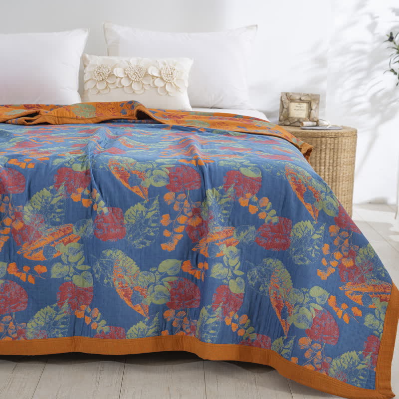 Three Layers Cotton Gauze Quilt | Organic Cotton | Rustic Leaf Design
