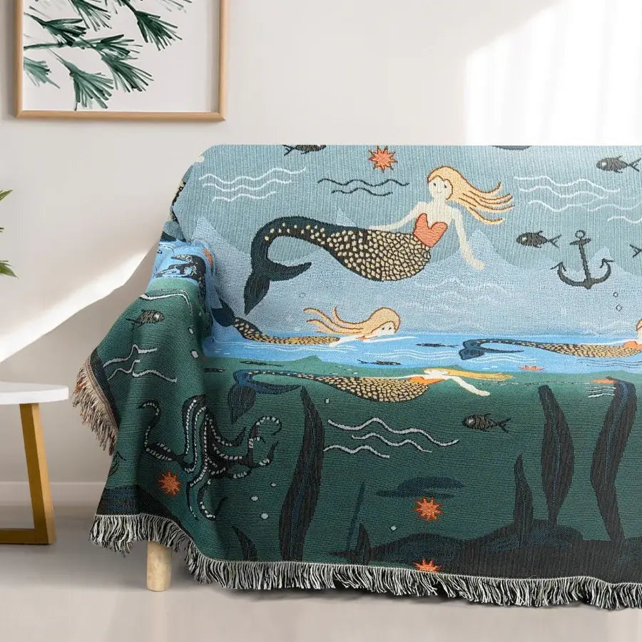 Mermaid Sofa Cover | Cotton-Polyester Blend | Multiple Sizes Available