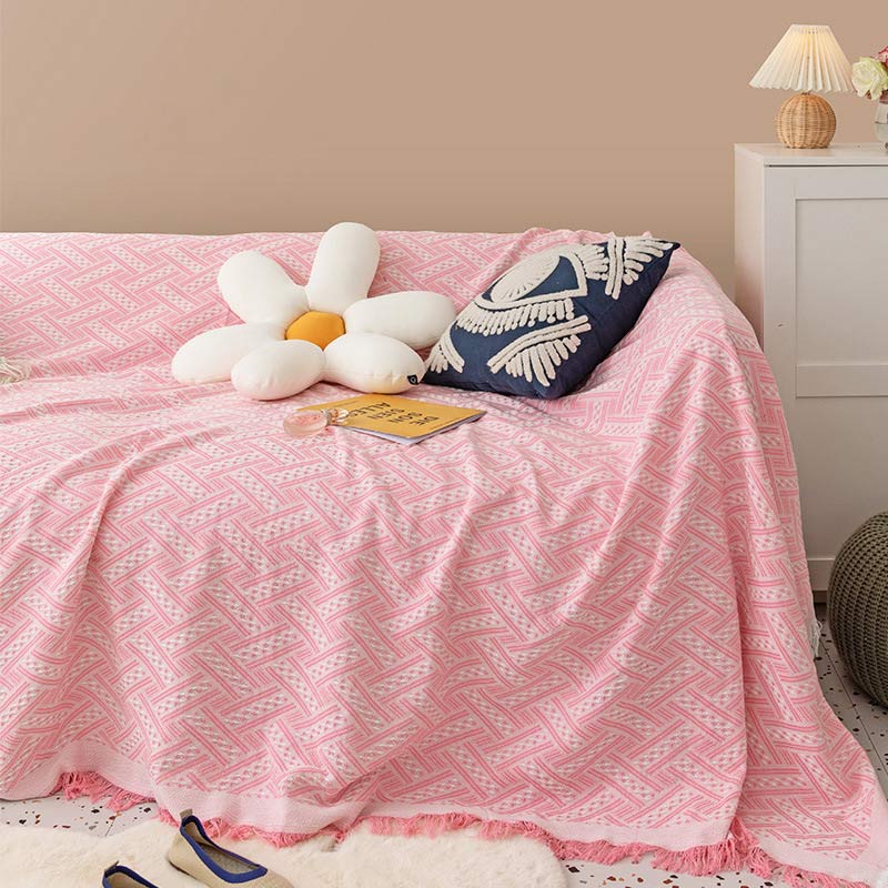 Cotton Tassel Blanket | Reversible & Lightweight | Bohemian Design