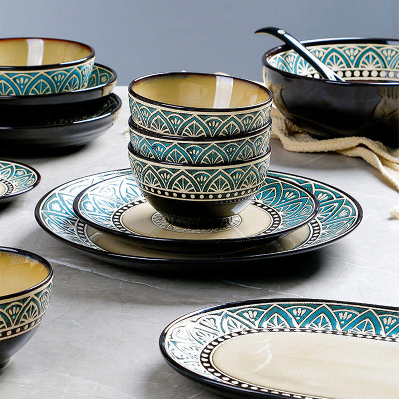 Zeina Premium Stoneware Dinnerware Set | Glossy Glaze | 4, 6, or 8 Person Options