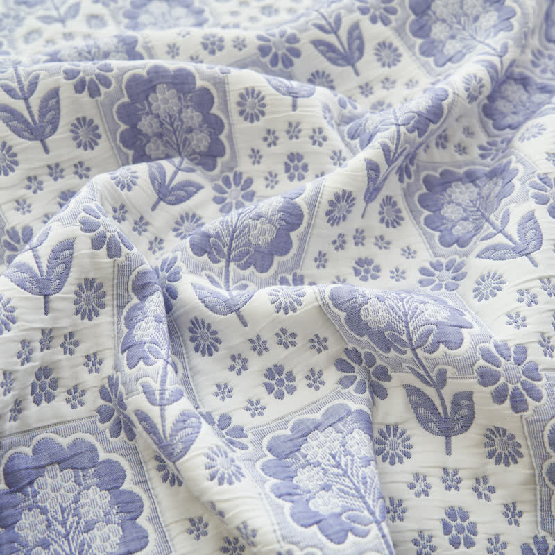 Summer Floral Cotton Gauze Quilt Set | 100% Organic Cotton | Full/Queen Size