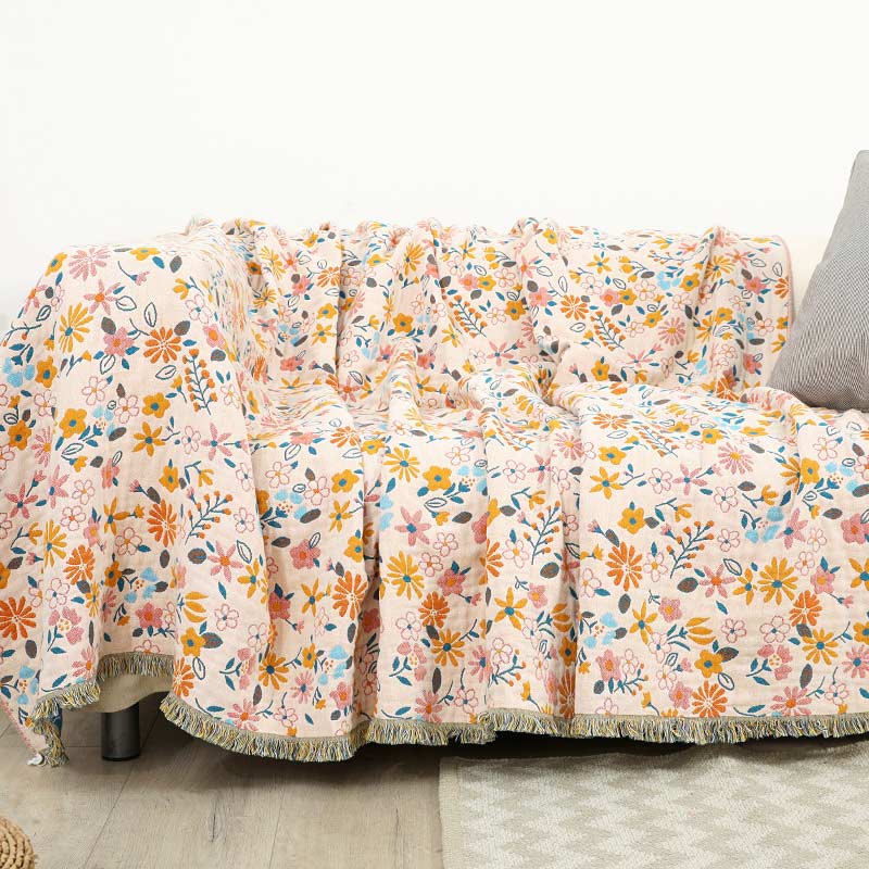 Garden Flower Blanket | Soft Cotton Gauze | Reversible Design