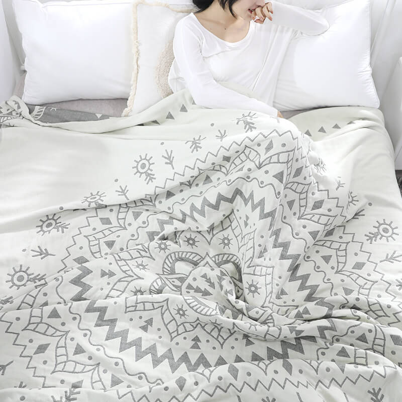 Cotton Reversible Quilt | Chic Mandala Design | Full/Queen Size