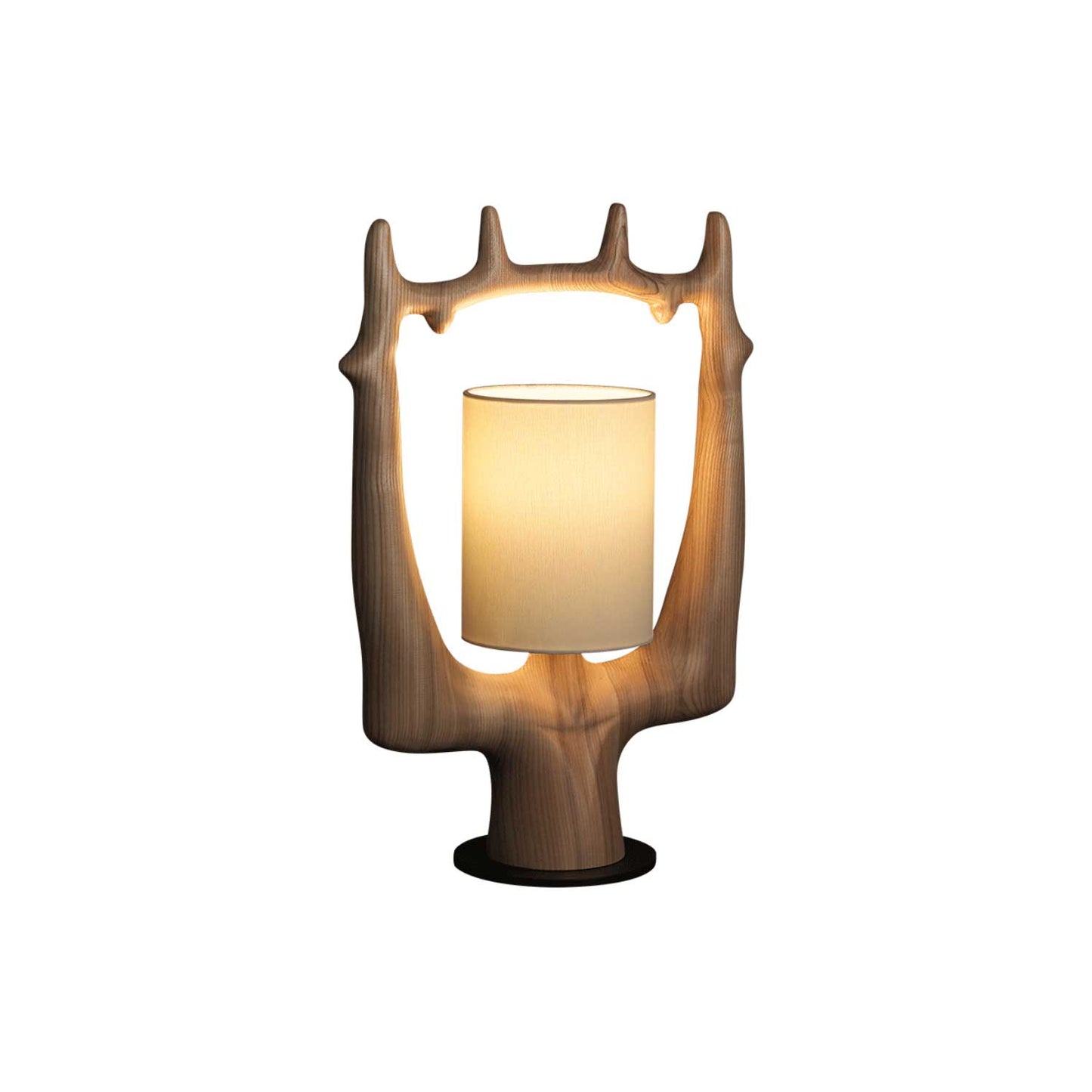 Antler Table Lamp | Wood, Metal, Fabric | Walnut, Black, White