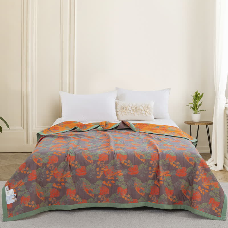 Three Layers Cotton Gauze Quilt | Organic Cotton | Rustic Leaf Design