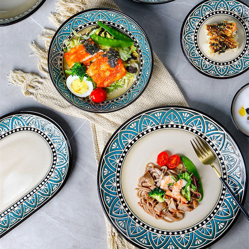 Zeina Premium Stoneware Dinnerware Set | Glossy Glaze | 4, 6, or 8 Person Options